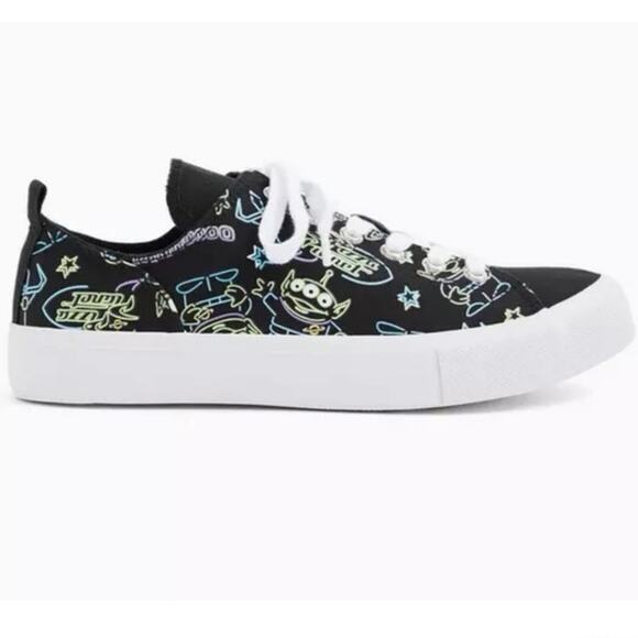 Torrid NWT Disney Pixar Toy Story Alien Neon & Black Canvas Sneaker - Extra Wide - Picture 1 of 15